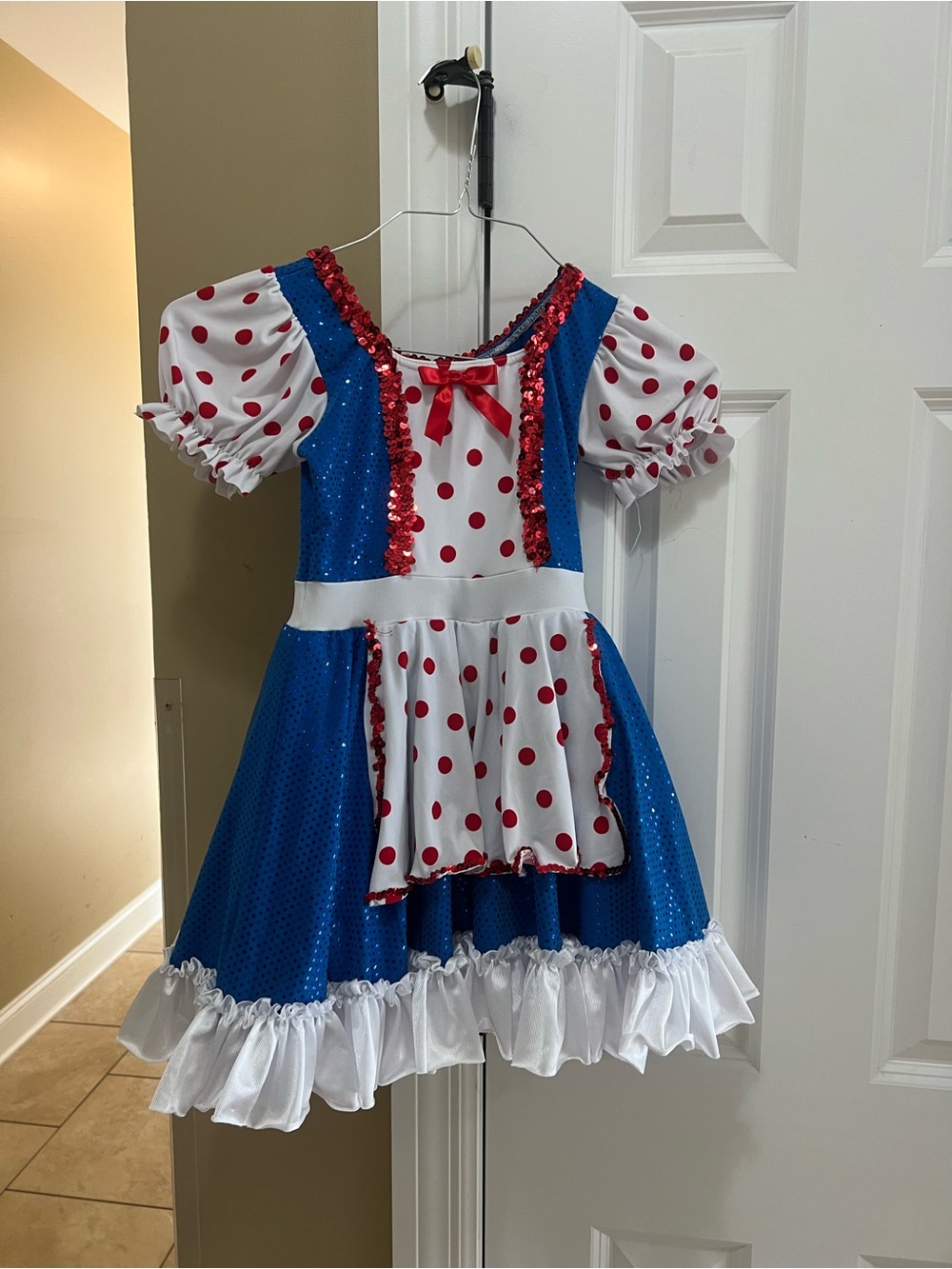 Girls Blue and White Polka Dot Party Costume Dress